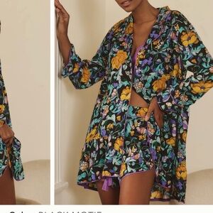 Floral Black Motif Pajama Set